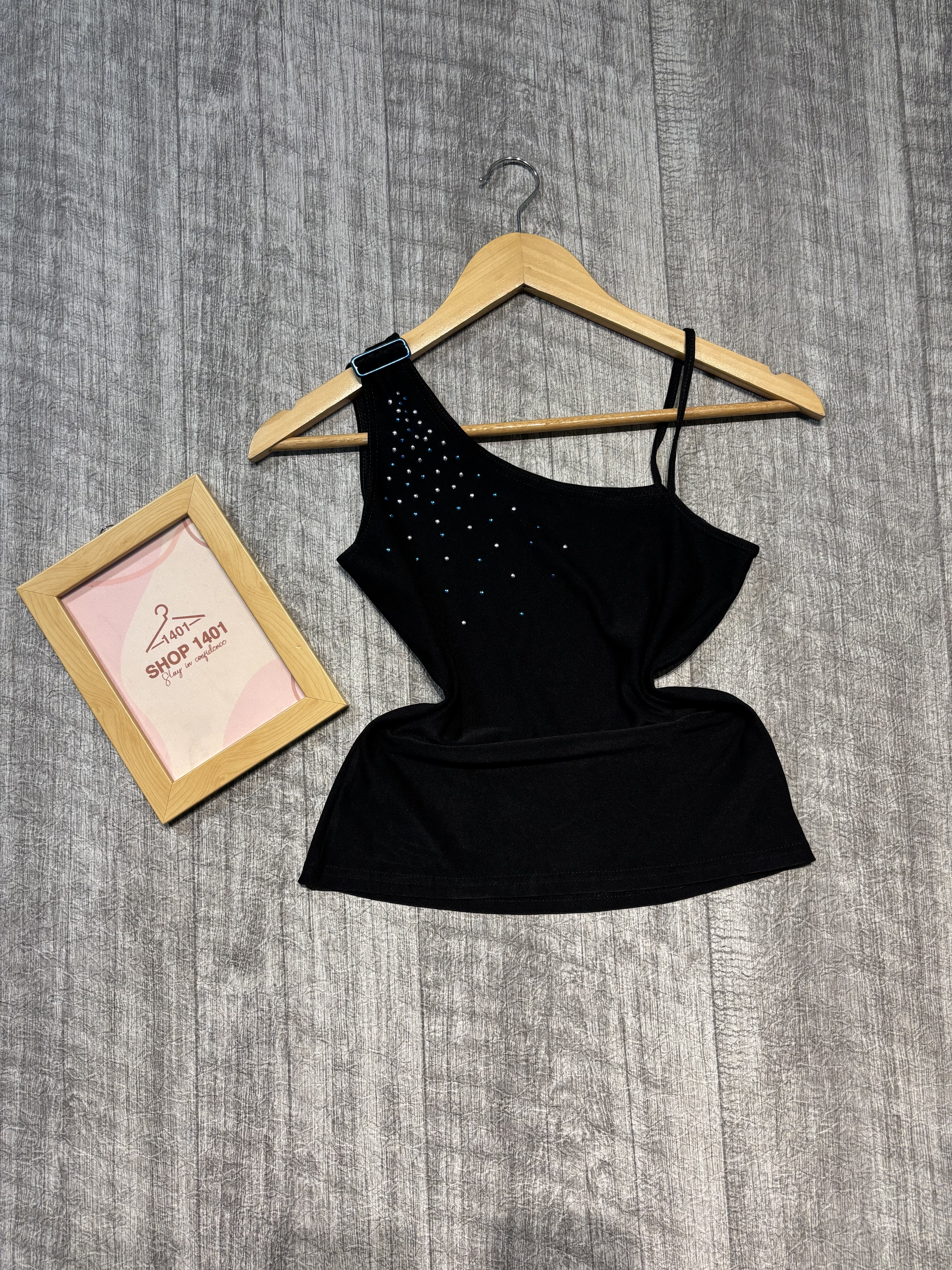Studded One-Shoulder Top