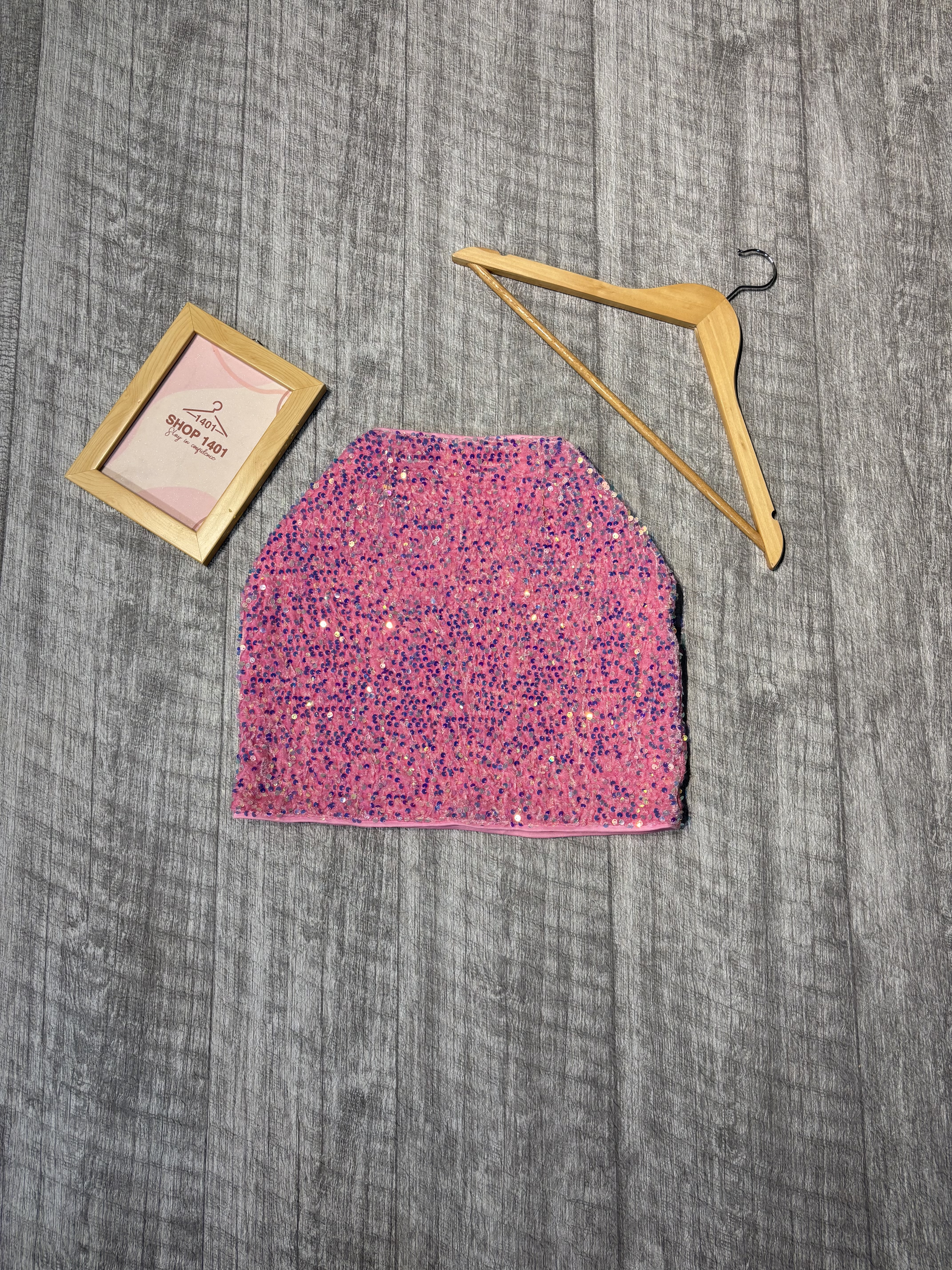 Pink Sequin Tube Top