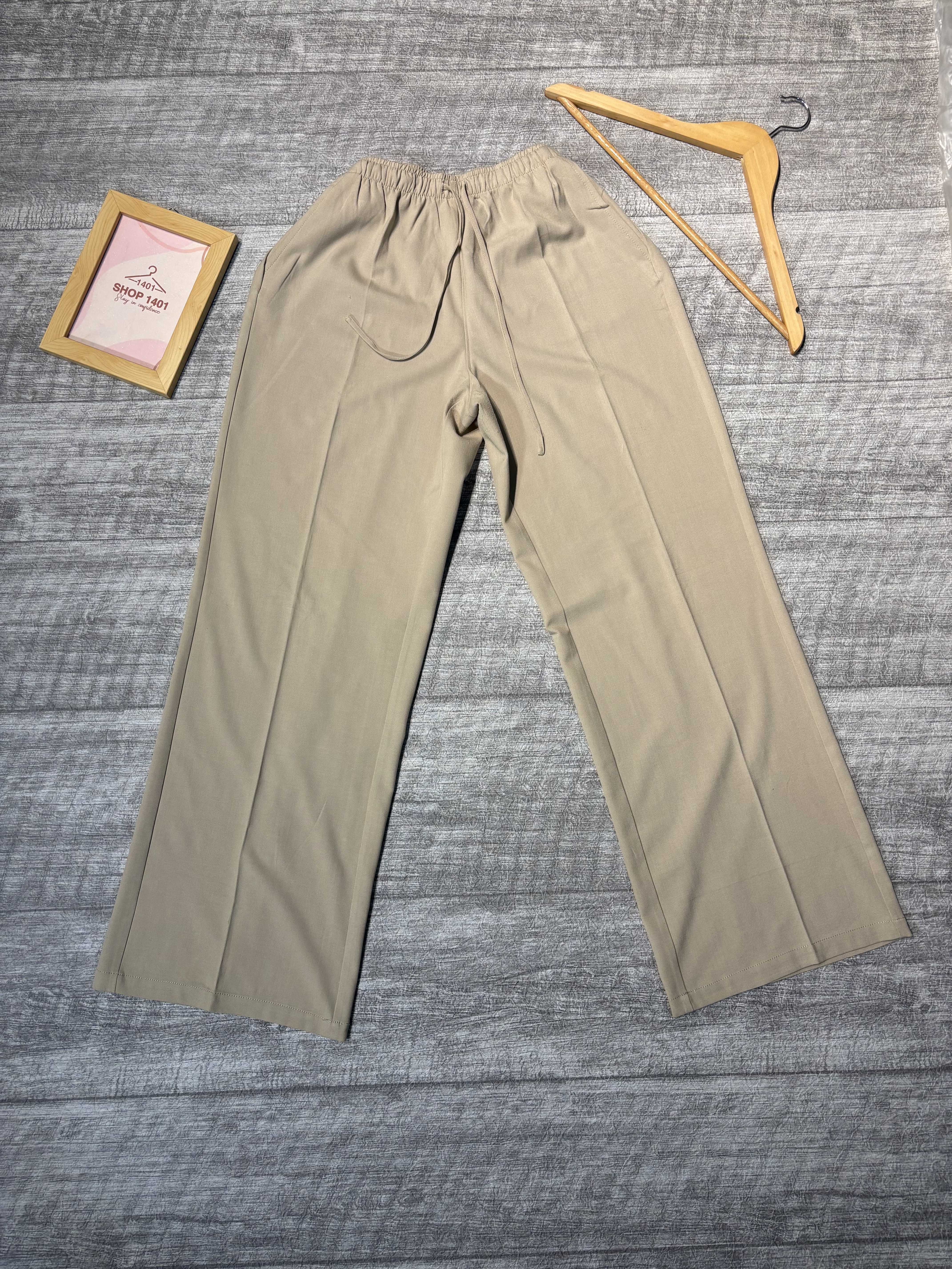 Sand Pintuck Trousers